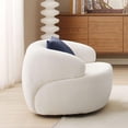 thumbnail image 3 of Williamspace Swivel Accent Sofa Chair with Pillow, Modern Comfy Boucle Barrel Chair Leisure Arm Chair Round Back Single Chair for Living Room Bedroom Office Lounge, Beige, 3 of 7
