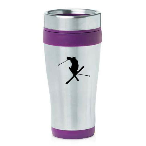 16oz Insulated Stainless Steel Travel Mug Ski Skier Extreme Sports Trick (Purple ),MIP by