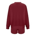 thumbnail image 5 of 2 Piece Outfits for Women Sweatsuit Sweat Shorts Sets Oversized Crewneck Sweatshirt Cozy Lounge Workout Tracksuit (L, Wine), 5 of 7