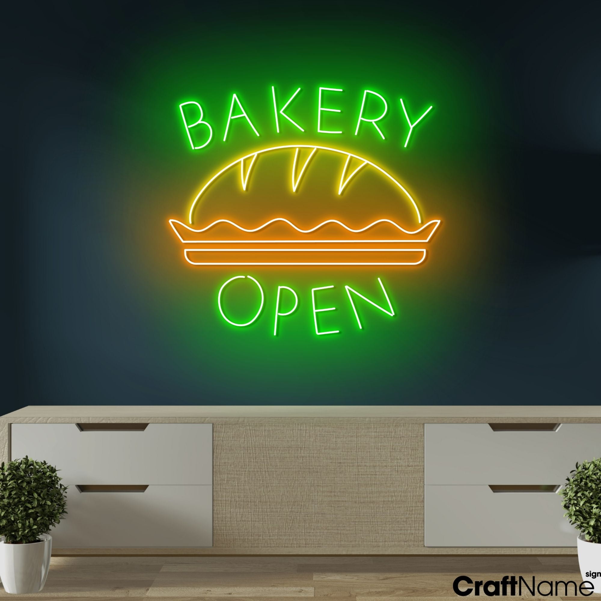 Craftnamesign Bakery Open Neon Sign, Bakery Shop LED Light, Bakery Open Sign Wall Decor