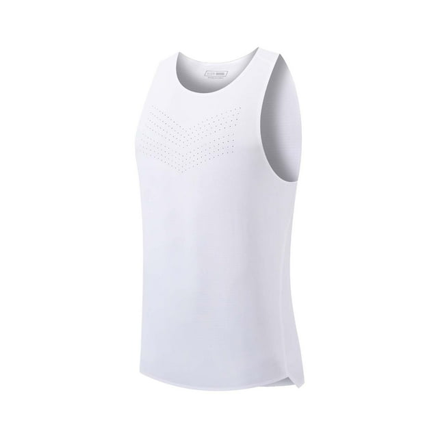 Men's Mesh Compression Slimming Tank Top, 4-Way Stretch Posture Support Chest Abdomen Body Shaper Gym Workout Undershirt,White,XL