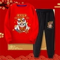 thumbnail image 3 of JAHH Breathable Sweatshirts Sets for Children's Red New Year Wear Boys And Girls Autumn Winter Children Dragon Year Casual Sweatshirt Pants 2Set for Cute Fashion Hoodies, 3 of 6