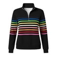 thumbnail image 7 of Winter Sweatshirt For Women Long-sleeved Stand-up Collar Half-zip Striped Loose Pullover Tops, 7 of 7