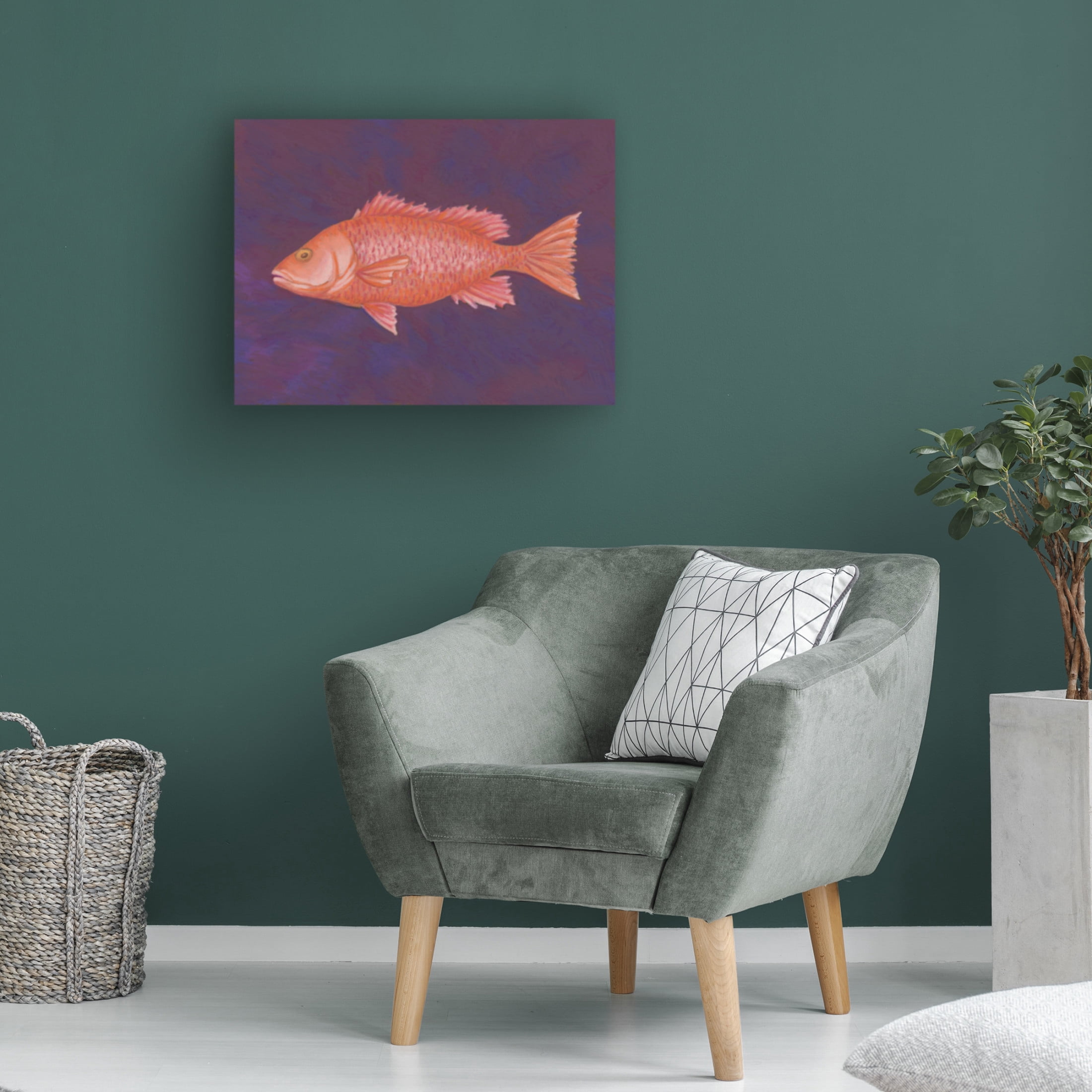 Canvas Wall Art - Andrea Strongwater 'Fish Red Snapper' Wall Art for Living Room, Bedroom, or Office Décor by Trademark Fine Art - 24 x 18 Inches