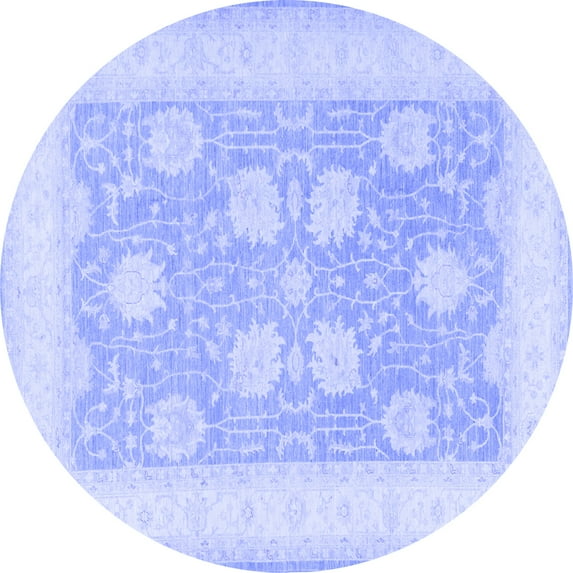 Ahgly Company Indoor Round Oriental Blue Traditional Area Rugs, 7' Round