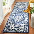 thumbnail image 2 of SAFAVIEH Micro-Loop Hailey Medallion Runner Rug, Navy/Ivory, 2'3" x 9', 2 of 10