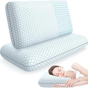 Almohadas de espuma viscoelástica CushyOasis tamaño Queen, juego de 2, azul
