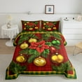 thumbnail image 2 of jejeloiu Christmas Tree Bedding Comforter Set,Gold Xmas Ball Twin Comforter Sets,Red Geometric Grid Bedding Set For Children,Microfiber Bedroom Decor Reversible,2-Piece, 2 of 8