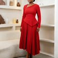 thumbnail image 2 of Women's Fall Wrap Maxi Dress High Waist Pleated Party Cocktail Ruffle Long Dress, 2 of 3
