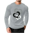 thumbnail image 4 of EchfiProm Mens Valentine T shirts Waffle Gray Shirts Summer Long Sleeve Heart Graphic Tops for Big and Tall Men 3XL, 4 of 7