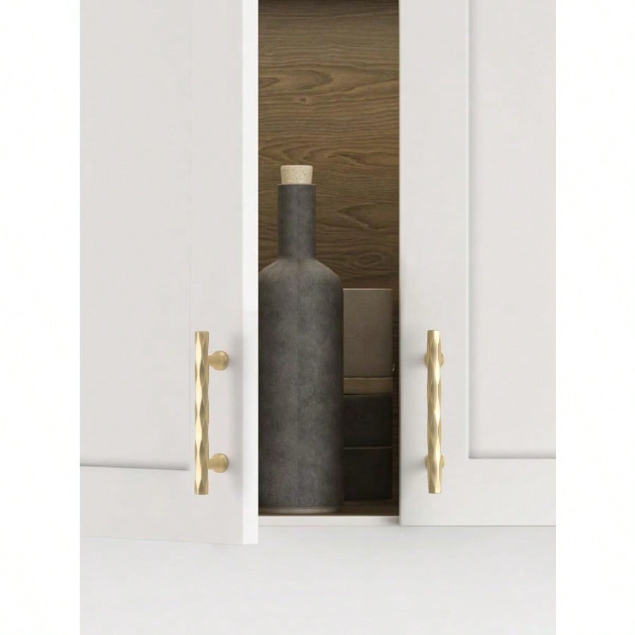 Brushed Gold Cabinet Pulls 3 Hole Center 10 Pack Hammered Brass Cabinet Handles Decorative Kitchen Drawer Dresser Cupboard Bathroom Vanity Cabinet Hardware Rhombus
