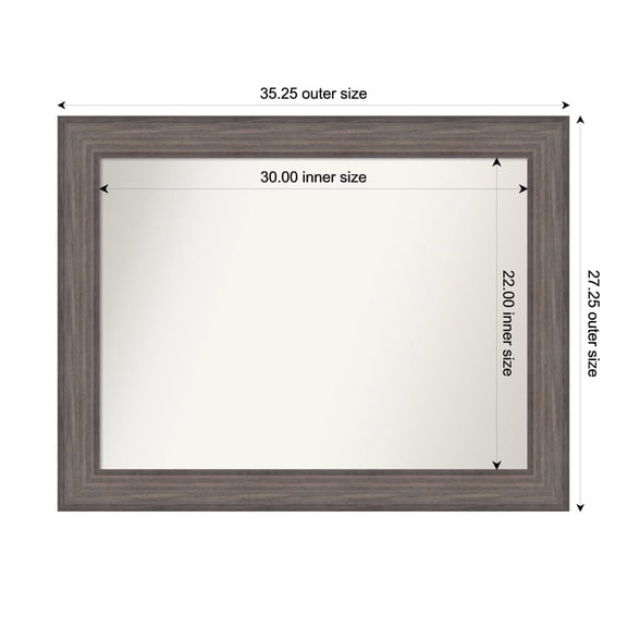 Amanti Art Custom Wall and Bathroom Mirror (27.25 x 35.25 in.), Country Barnwood Frame