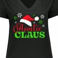 thumbnail image 4 of Inktastic Auntie Claus with Christmas Santa Hat and Snowflakes Women's Plus Size V-Neck T-Shirt, 4 of 5