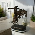 thumbnail image 3 of Nifao Bronco Buster by Remington Bronze Statue on Triple Marble Base – Bronze Statue on Triple Marble Base, Western Art, 21"L x 10"W x 26"H, 3 of 19