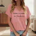 thumbnail image 2 of Bibifish Womens Tshirts Letter Print Soft Cozy Oversized Fit V Neck Short-Sleeve Summer Daily Casual Commute Trendy Tees, 2 of 4