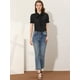 thumbnail image 2 of Blusa De Mujer Con Botones En Algodón Y Cuello Anudado Bordado Negro S, 2 of 5