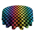 thumbnail image 4 of Rainbow Checkered Pattern Round Tablecloth 60"x60",Wrinkle Wipeable Table Cloth for Kitchen Dining Room Picnic Patio Party, 4 of 6