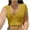 Yellow-08, variant on Mittory Women Sexy Deep V Neck Crop Top Slim Fitted Bandage Wrap Tie Side Short Sleeve Cropped Shirts Clubwear