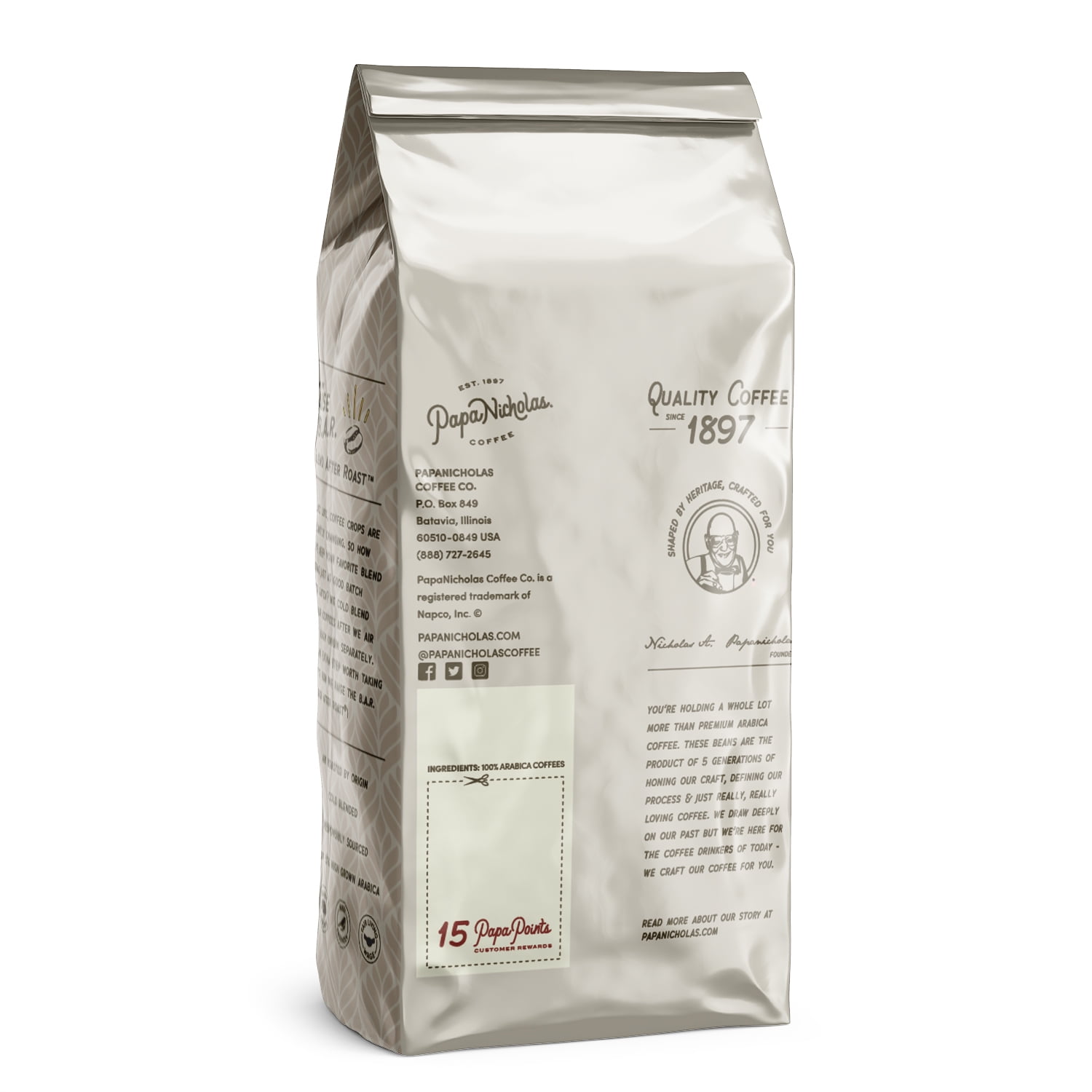 PapaNicholas Coffee Hawaiian Island Blend Whole Bean 2lb Bag, Light Roast
