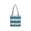 thumbnail image 2 of Bolsa de paja de rayas onduladas con asas dobles de cuero, bolso de hombro tejido ligero para playa, vacaciones, exteriores, uso casual, multicolor, 2 of 6