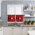 thumbnail image 6 of Red Santa Claus Kitchen Curtains and Valances Set, Christmas Welcome Linen Rod Pocket Window Valance 18 Inch Window Curtain Panels for Living Room Bedroom Laundry, 27.5x36in, 3 Pieces, 6 of 7