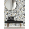 thumbnail image 6 of Brewster Home Fashions Meridian Parade Grey Tropical Leaves Wallpaper, 6 of 7