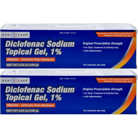 GeriCare, Diclofenac Sodium Tropical Gel / Cream, Arthritis Pain Reliever, (3.53 oz. / 100 g.) 2 Pack