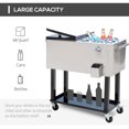 thumbnail image 4 of Outsunny 80 QT Rolling Cooling Bins Ice Chest on Wheels Outdoor Stand Up Drink Cooler Cart for Party, Silver, 4 of 9