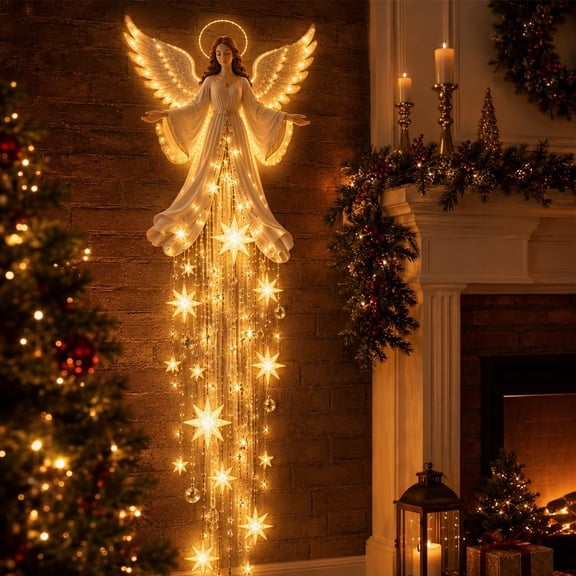 Angel Blessing Wall Light,Starglow Cascading Christmas Angel with Glowing,Heavenly Warm Night Light, Christmas Wall Decor,LED Holiday Decor,Guardian Gift for Women