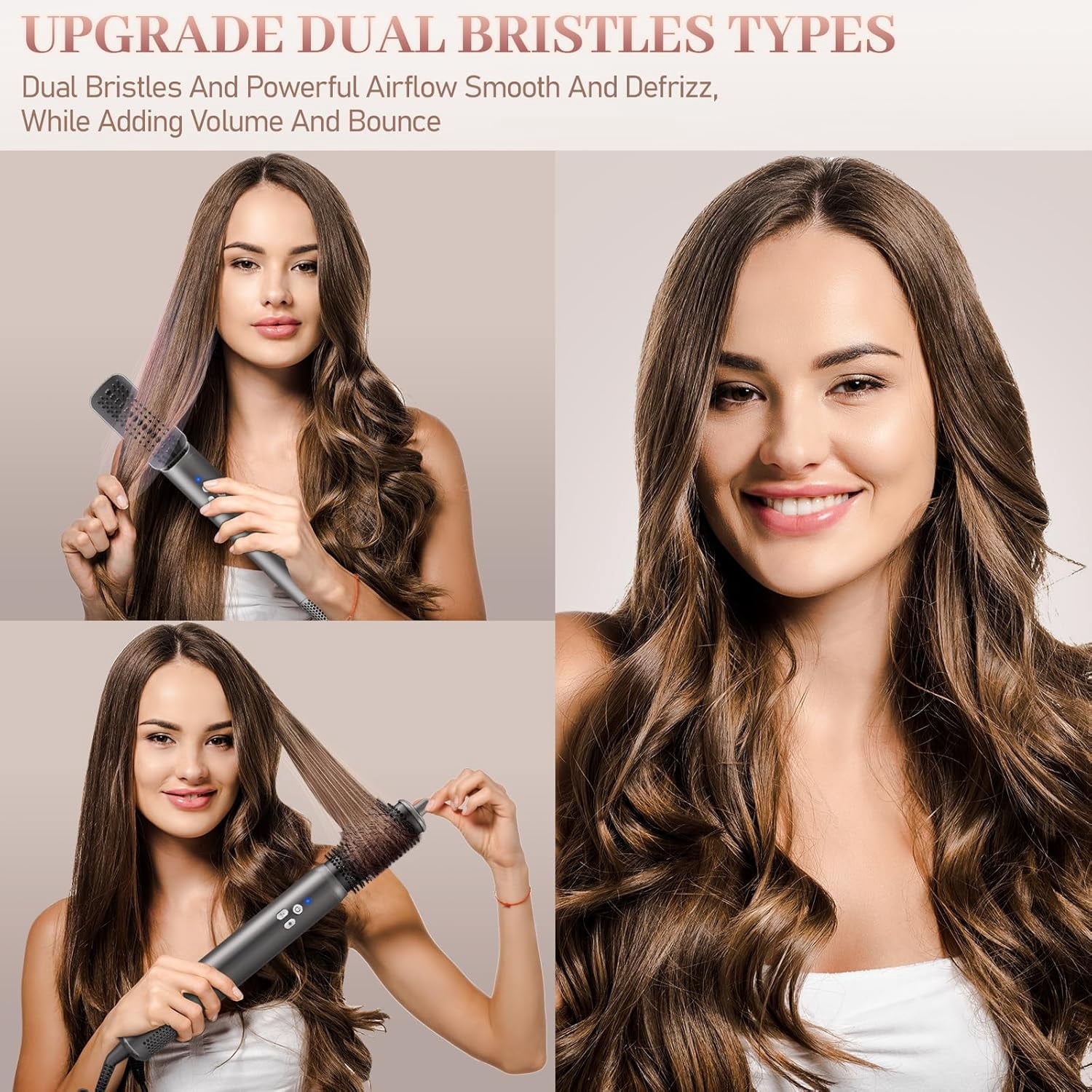 New 6 in 1 Air Styling & Drying System, Powerful High Speed Hair Dryer Brush & Multi-Styler with Auto Wrap Curlers,Hair Straightener Brush,Round Volumizing Brush,Soft Smoothing Brush