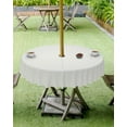 thumbnail image 4 of Beige Outdoor Tablecloth with Umbrella Hole and Zipper, Solid Color Table Cover for Round Tables Waterproof Tabletop Collection for Patio, Garden, Picnic, Camping 60R, 4 of 6
