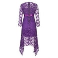thumbnail image 3 of Graduation Dress for Lady Hollow Lace Maxi Dress Womens Formal Evening Gowns, Asymmetrical Elegant Long Floor-Length Lace Dress Purple 4XL, 3 of 6