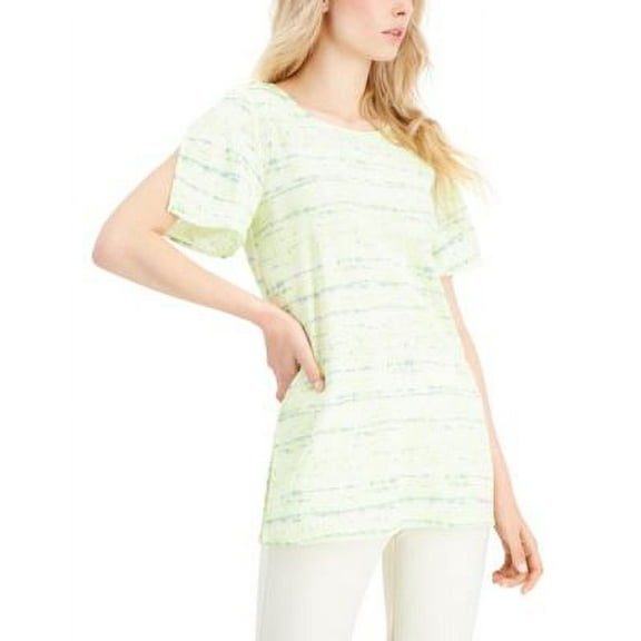 MSRP $60 Alfani Womens Abstract-Print Tunic Top Yellow Size Small