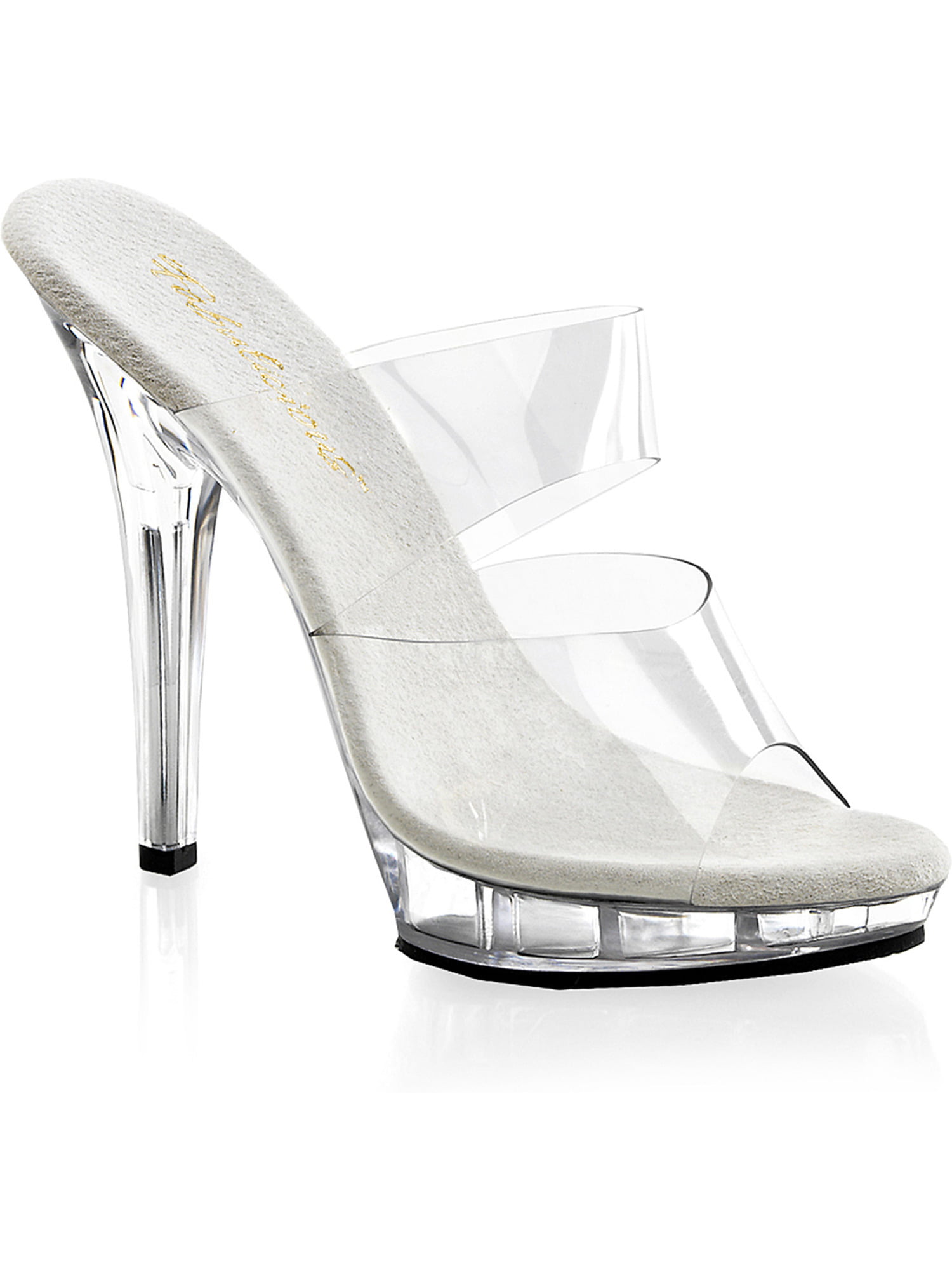 Pleaser - 5 Inch Sexy High Heel Shoe Two-Band Platform S On Shoes Clear ...