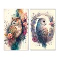 thumbnail image 2 of Designart "Adorable Owls Among Flowers II" Owl Wall Art Set Of 2 - Multicolor Animals Canvas Set For Living Room Decor, 2 of 7
