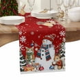 thumbnail image 6 of Red Christmas Cotton Linen Table Runner for Dining Kitchen, Snowman Pine Tree Animals Winter Snowflake Wedding Outdoor Party Tablerunners Decoration, Dresser Scarf Coffee Tablecloth Runners 13"x60", 6 of 9