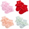 thumbnail image 2 of Cute Lace Flower Mesh Spring Summer Newborn Baby Socks Cotton Baby Girls Princess Bowknot Solid Color Anti Slip Socks 0-2 Years White M(1-2Years), 2 of 6