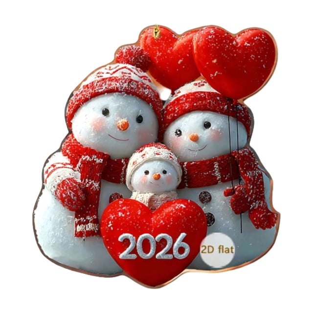 2026 Christmas Snowman 2D Acrylic Car Rearview Mirror Pendant Decoration