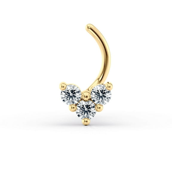 20 Gauge Curved 14K Yellow Gold Heart Shaped Cubic Zirconia Nose Ring