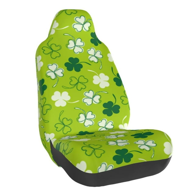 Wukai St Patrick's Day7 Full Set Car Seat Covers with Soft Padding Universal Auto Front Seats Protector and Cushion Mat