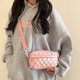thumbnail image 4 of Bolsa bandolera de moda para mujer, hobo acolchado con rombos que combina con todo para regalo (rosa) Likrtyny Para Estrenar, 4 of 8