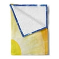 thumbnail image 2 of Space Soft Flannel Fleece Throw Blanket, Split Design with Stars in the Sky and Sun Beams Solar Balance Nature Image Print, Cozy Plush for Indoor and Outdoor Use, 60" x 80", Blue Yellow, by Ambesonne, 2 of 5
