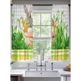 thumbnail image 2 of Easter Bunny Sheer Curtains 72 Inch Length 2 Panels Set Window Treatments, Spring Garden Floral Botanical Gray Plaid Rod Pocket Semi Curtains for Living Room/Bedroom/Kitchen Décor, 104"W x 72"L, 2 of 7