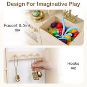 OLAKIDS Kids Kitchen Playset, Wooden Pretend Play Kitchen with Realistic Light Sound 14 Accessories, Toddler Cooking Toy for Boys Girls Aged 3+