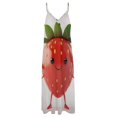 thumbnail image 6 of Lots of Little Strawberries Sleeveless Suspender Dress Summer Fashion Casual Long Dress, 6 of 9