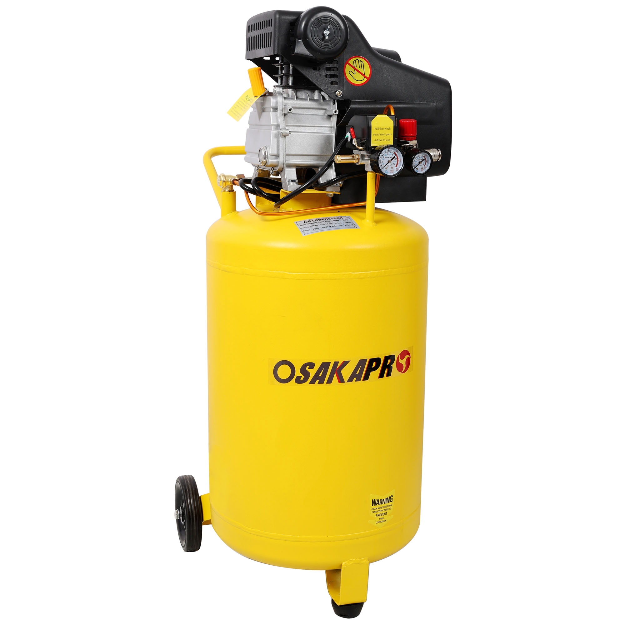 21 Gallon Portable Air Compressor 110V/60HZ, 2.5HP Motor, Max 115PSI, Yellow Tank