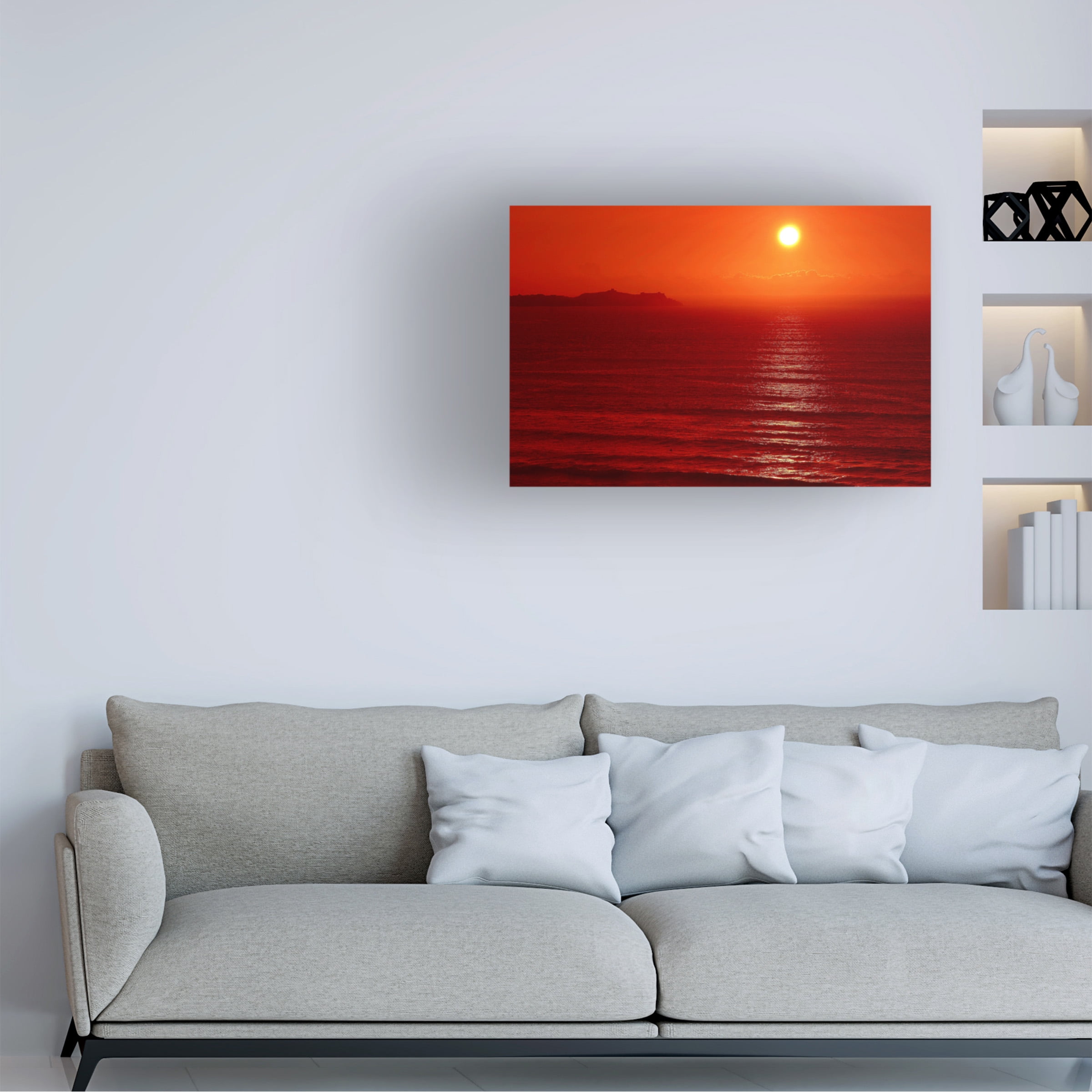 Stephen Walton 'Red Seascape' Canvas Art