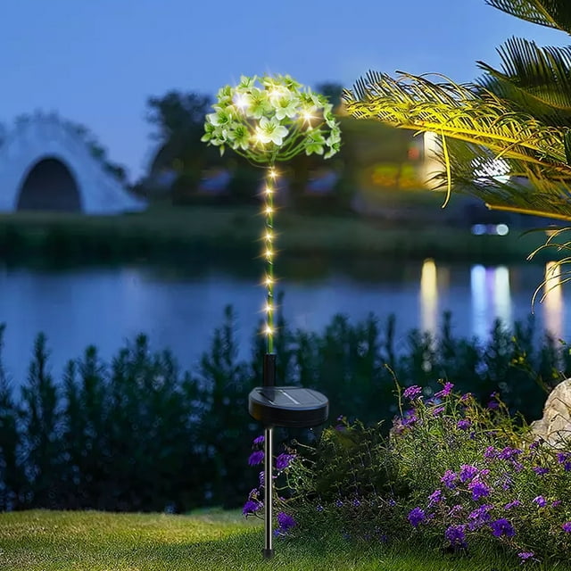Lámparas solares Lisbinx para exteriores, lámpara de jardín de agapanto con energía solar, lámpara decorativa de estaca con flores solares.