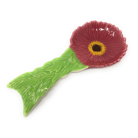 - Harvest Spice Ceramic Sunflower Spoon Rest (Pink)