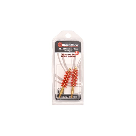 KleenBore Nylon Bristle Handgun Bore Brush - 2 Pack, 9mm, Red, A190N-RED